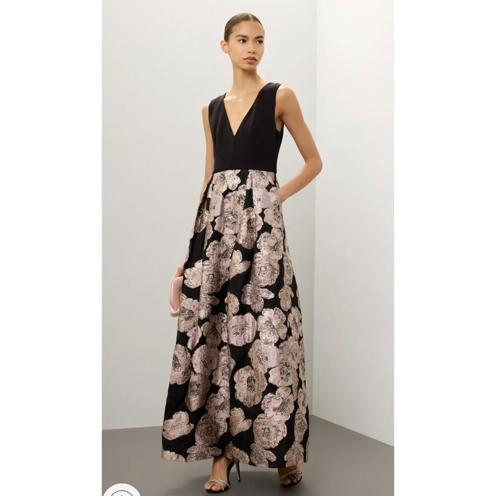 Hutch Black Floral Jacquard Gown - Size 10